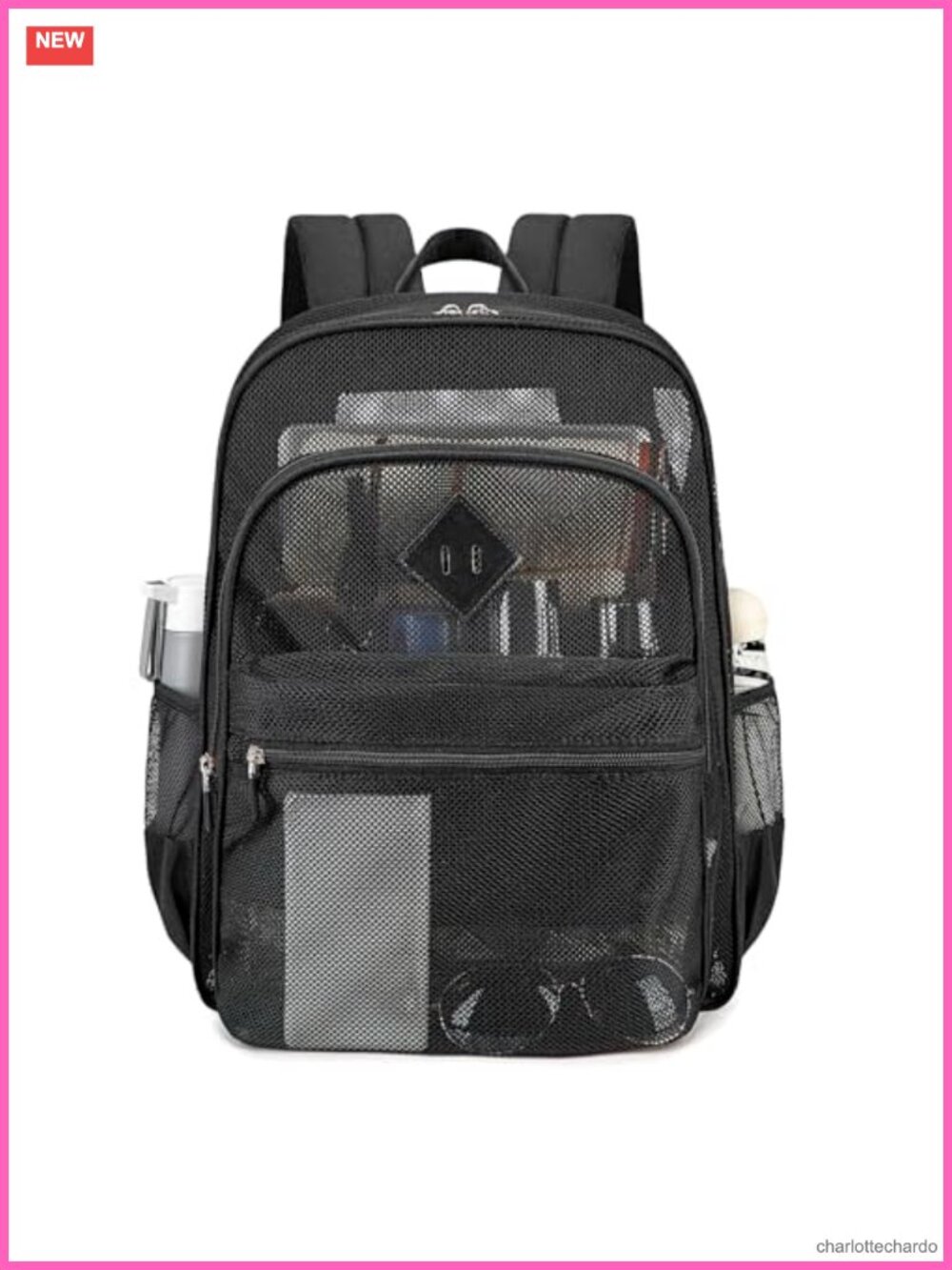 Heavy Duty Mesh Backpack Transparent See Through School Bag for Swim Beach